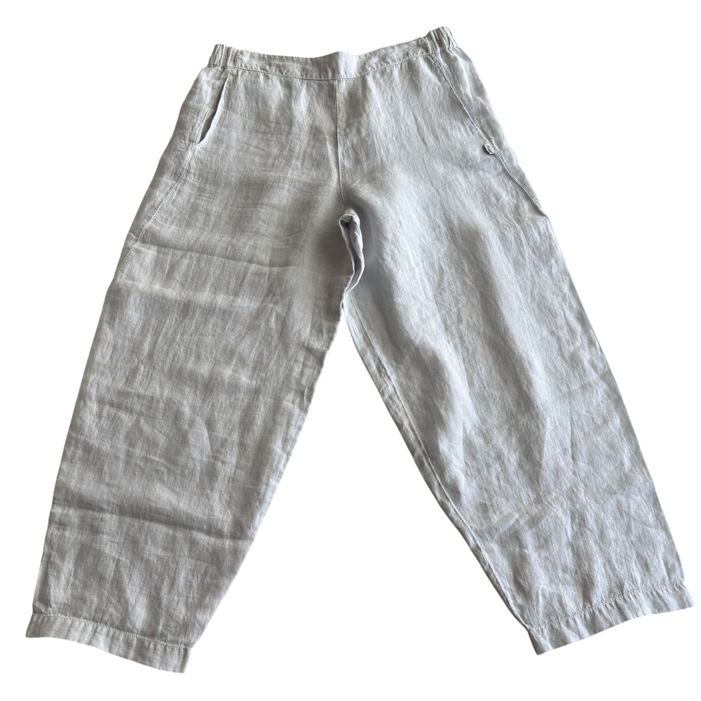 Elemente Clemente NWT 100% Linen Pull On Ice Blue Balloon Barrel Pants sz 10